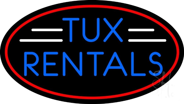 Sign Store N105-4954-clear 30 x 1 x 17 in. Oval Tux Rental Neon Sign - Red- Blue And White