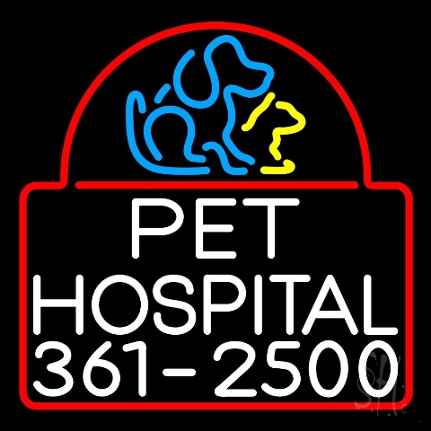 Sign Store N105-4965-clear 24 x 1 x 24 in. Pet Hospital Neon Sign - Red- White- Blue And Yellow