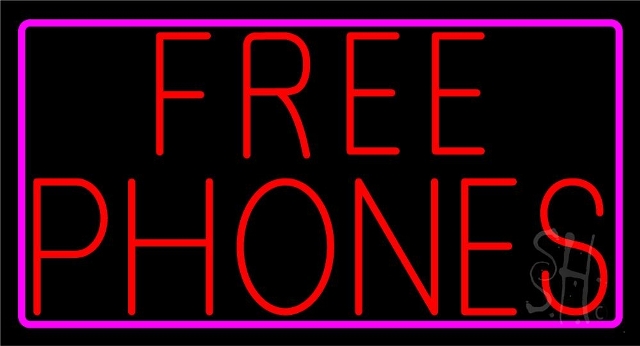 Sign Store N105-4995-clear 37 x 1 x 20 in. Free Phones Border Neon Sign - Pink And Red