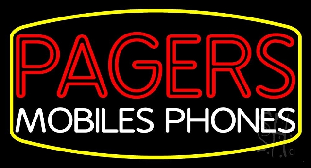 Sign Store N105-5000-clear 37 x 1 x 20 in. Pagers Mobile Phones Neon Sign - Yellow- Red And White