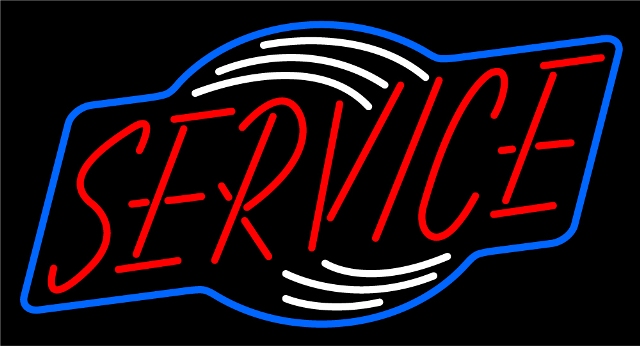 Sign Store N105-5004-clear 37 x 1 x 20 in. Service Neon Sign - White- Red And Blue