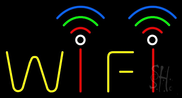 Sign Store N105-5014-clear 37 x 1 x 20 in. Wi-Fi Neon Sign - White- Red- Green- Blue And Yellow