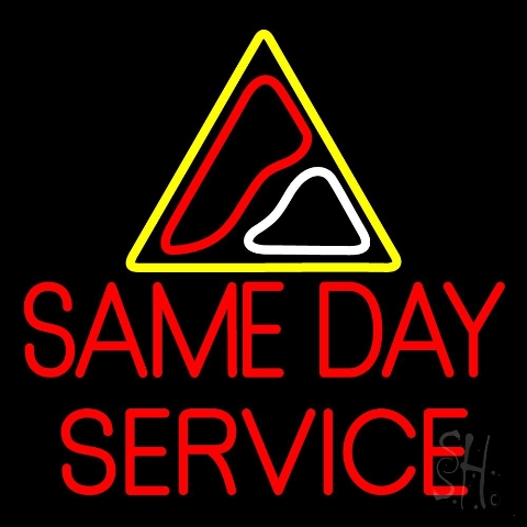 Sign Store N105-5051-clear 24 x 1 x 24 in. Same Day Service Neon Sign - Red- Yellow And White