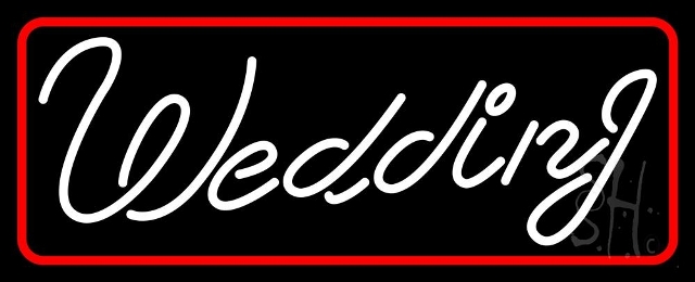 Sign Store N105-5059-clear 32 x 1 x 13 in. Wedding Cursive With Border Neon Sign - Red And White