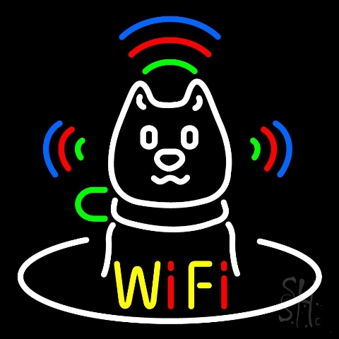 Sign Store N105-5081-clear 24 x 1 x 24 in. Wi-Fi With Dog Logo Neon Sign - Red- Green- White And Blue