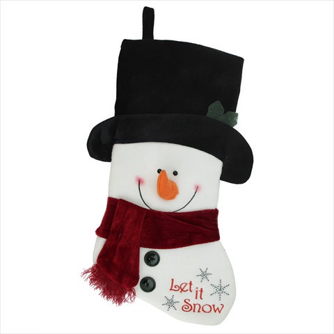 Picture of NorthLight 19 in. Red And White Dimensional Snowman Let It Snow Embroidered Fleece Christmas Stocking