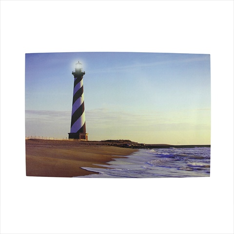 23.5 in. Battery Operated 1 LED Sunrise Lighthouse Scene Canvas Wall Hanging