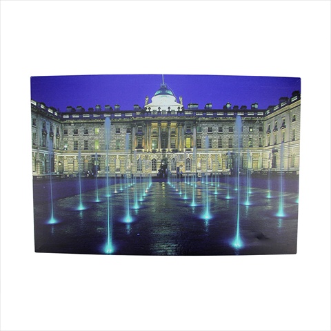23.75 in. Battery Operated 8 LED Lighted Englands Somerset House Scene Canvas Wall Hanging