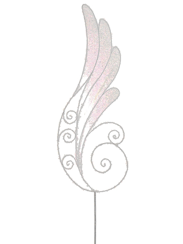 24 in. White Iridescent Glittered Angel Wing Craft Pick -  NorthLight, 30523784