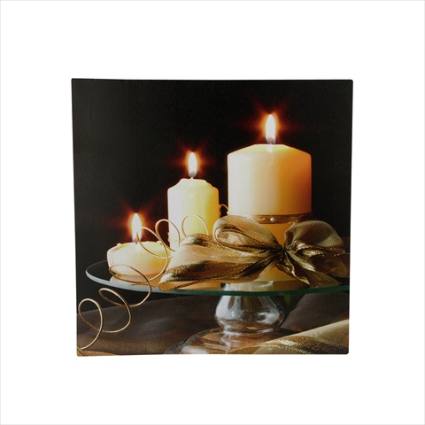 Picture of NorthLight 12 in. Battery Operated 3 LED Lighted Candle Scene Canvas Wall Hanging