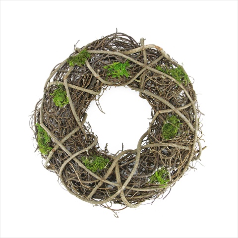 13 in. Artificial Twig Wreath With Moss - Green