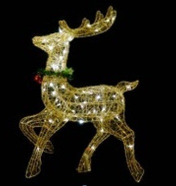 34 in. Pre-Lit Gold Glittered Prancing Reindeer Christmas Yard Art Decoration -  NorthLight, 31466981