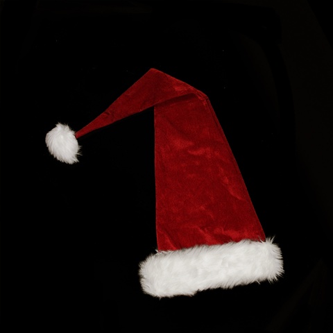 36 in. Velvet Santa Hat With Plush White Cuff & Pom