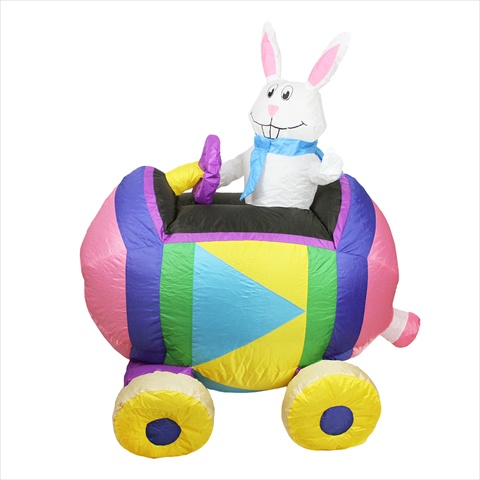 Picture of NorthLight 4 ft. Inflatable Eater Bunny Driving An Egg Car Yard Art Decoration