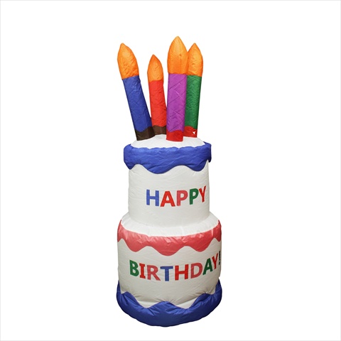 4 ft. Inflatable Happy Birthday Cake Lighted Yard Art Decoration