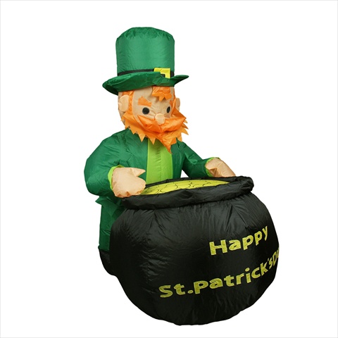Picture of NorthLight 4 ft. Inflatable Lighted Leprechaun With Pot Of Gold St. Patricks Day Yard Art Decoration