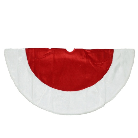 48 in. Tradtional Red & White Plush Tree Skirt