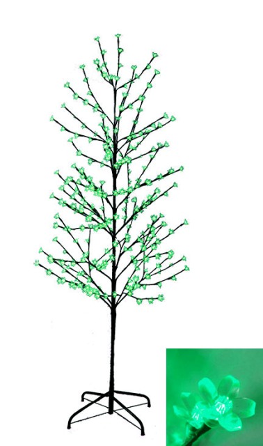 6 ft. Enchanted Garden LED Lighted Cherry Blossom Flower Tree - Green Lights