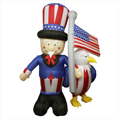Picture of NorthLight 6 ft. Inflatable Lighted Uncle Sam With American Flag And Eagle Yard Art Decoration