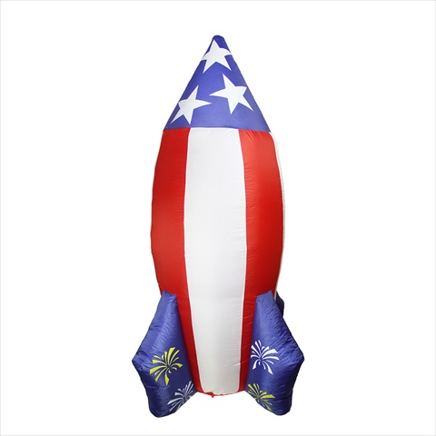 8 ft. Inflatable Lighted Red White And Blue Rocket Yard Art Decoration