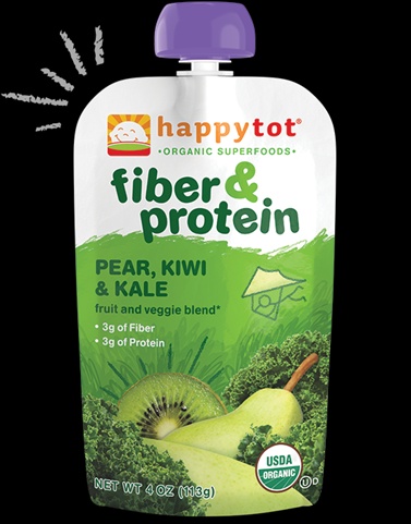Picture of Happy Tot 4 Ounce- Fiber &amp; Protein Organic Baby Food- Pear Kiwi &amp; Kale