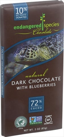 Picture of Endangered Species Chocolate Bars - Dark Chocolate - Blueberries&#44; 3 Ounce 