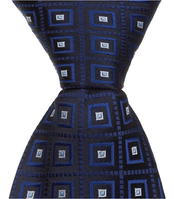 B9 - 6 in. Newborn Zipper Necktie - Navy With Squares