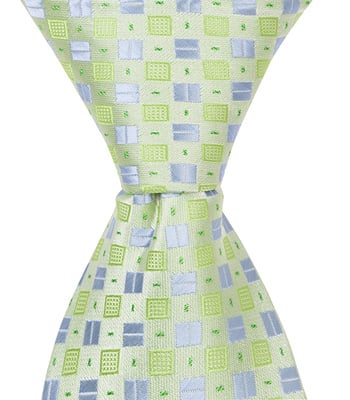 5259 XG22 - 9.5 in. Zipper Necktie - Green With Green & Blue Squares- 6 to 18 Month -  Matching Tie Guy