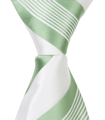 5283 XG25 - 9.5 in. Zipper Necktie - White With Green Stripes- 6 to 18 Month -  Matching Tie Guy