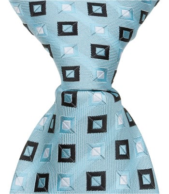 2450 B14 - 9.5 in. Zipper Necktie - Blue With Squares- 6 to 18 Month -  Matching Tie Guy