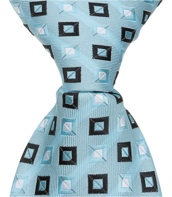 B14 - 6 in. Newborn Zipper Necktie - Blue With Squares