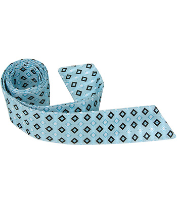 B14 HT - 42 in. Child Matching Hair Tie - Blue With Squares