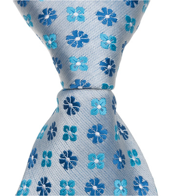 2457 B15 - 9.5 in. Zipper Necktie - Blue With Flowers- 6 to 18 Month -  Matching Tie Guy