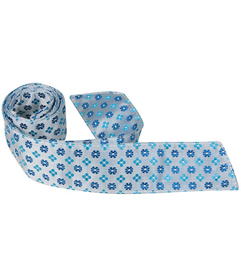 B15 HT - 42 in. Child Matching Hair Tie - Blue With Flowers