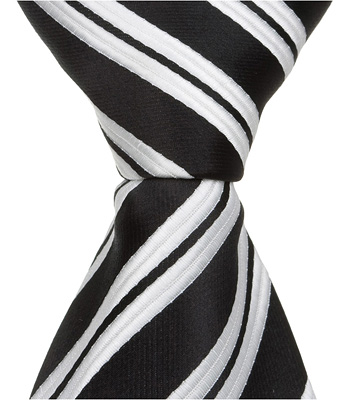 K3 - 6 in. Newborn Zipper Necktie - Black With White Stripes