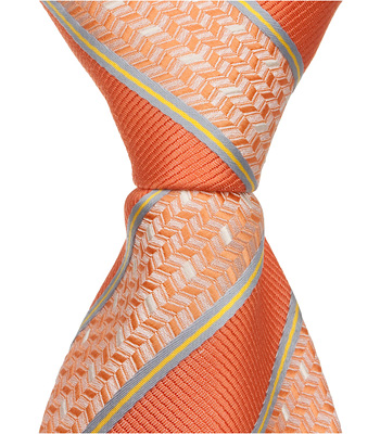 O2 - 6 in. Newborn Zipper Necktie - Orange With Stripes