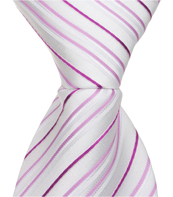 P2 - 6 in. Newborn Zipper Necktie - White With Pink Stripes