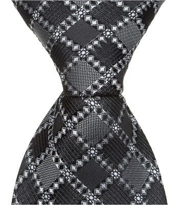 2709 S6 - 9.5 in. Zipper Necktie - Grey With Black Squares- 6 to 18 Month -  Matching Tie Guy