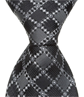 S6 - 6 in. Newborn Zipper Necktie - Grey With Black Squares