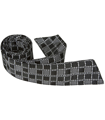 S6 HT - 42 in. Child Matching Hair Tie - Grey With Black Squares