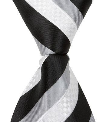 X2 - 6 in. Newborn Zipper Necktie - Black- White- & Grey Stripes