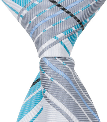 X3 - 6 in. Newborn Zipper Necktie - Blue- White & Grey Plaid