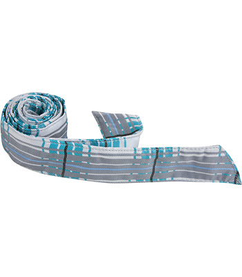 X3 HT - 42 in. Child Matching Hair Tie - Blue- White & Grey Plaid