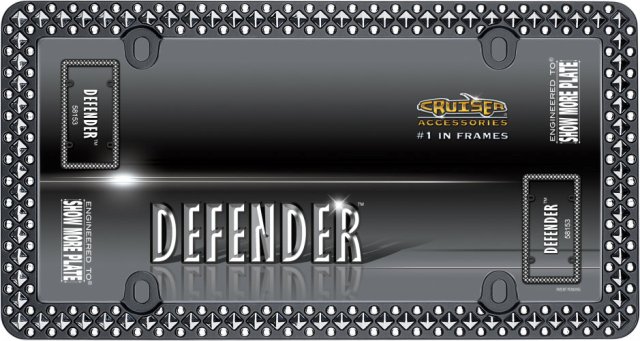 Cruiser Frames Defender - Matte Black & Chrome License Plate Frame