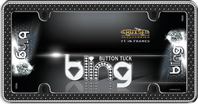 Cruiser Frames Button Tuck Bling - Chrome & Black License Plate Frame -  Cruiser Accessories LLC, 1364