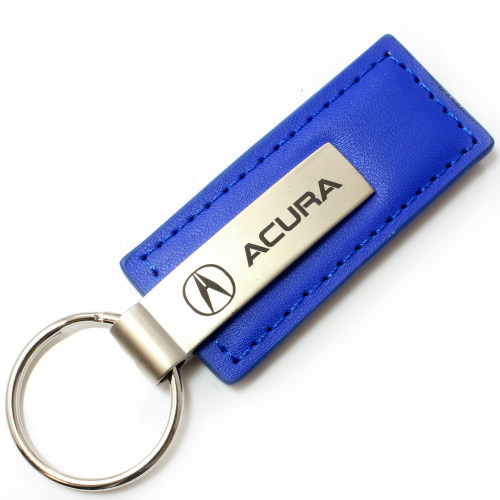 Au-TOMOTIVE GOLD Blue Rectangular Leather Key Chain - Acura Logo