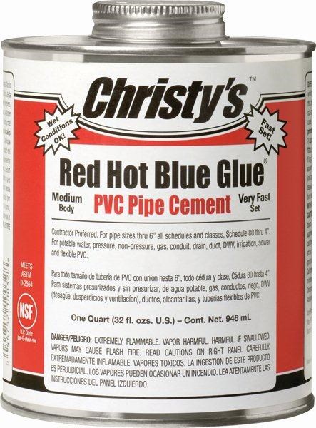 Christy's Red Hot Blue Glue Blue Cement For PVC 32 oz