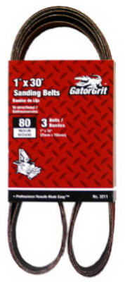 3211 1 x 30 in. 80 Grit Bi-Directional Sanding Belt, 3 Pack