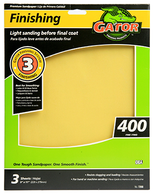 7268 9 x 11 in. Sandpaper Sheet- 400 Grit - 3 Pack