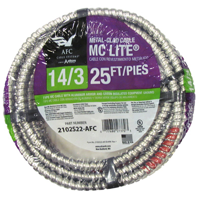 Picture of AFC Cable Systems 2102S22-AFC 25 ft. 3 Conductor Aluminum Metal Clad Flexible Conduit&#44; 14 Gauge